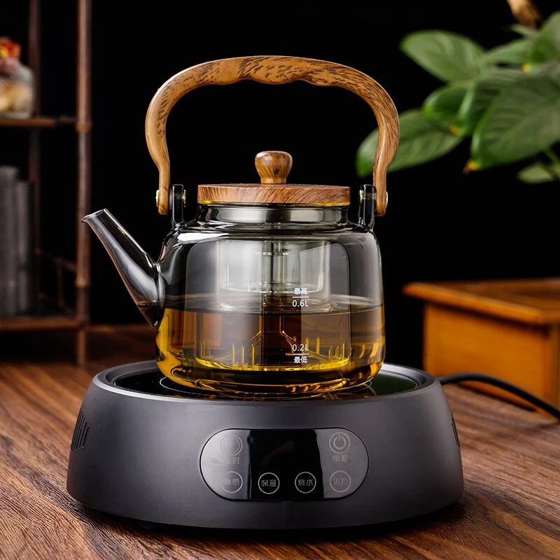 康米新款1500W电陶炉家用蒸煮提梁壶大功率定时煮茶壶套组