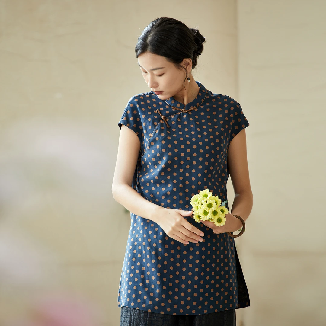 布小匠原创非遗桑蚕丝绢纺印花香云纱上衣中长款女新中式端庄衬衫