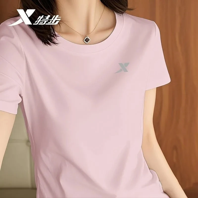 特步短袖t恤女夏季2026新款正品透气跑步瑜伽休闲百搭女运动上衣