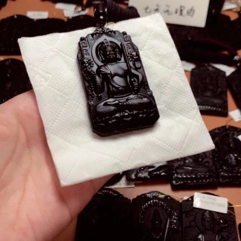 天然缅甸a货钢琴黑挂件