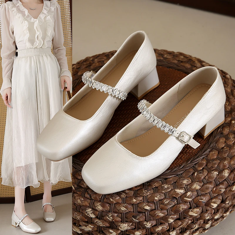 法式晚晚风高跟鞋女2025夏季新款配裙子粗跟玛丽珍鞋单鞋温柔女鞋