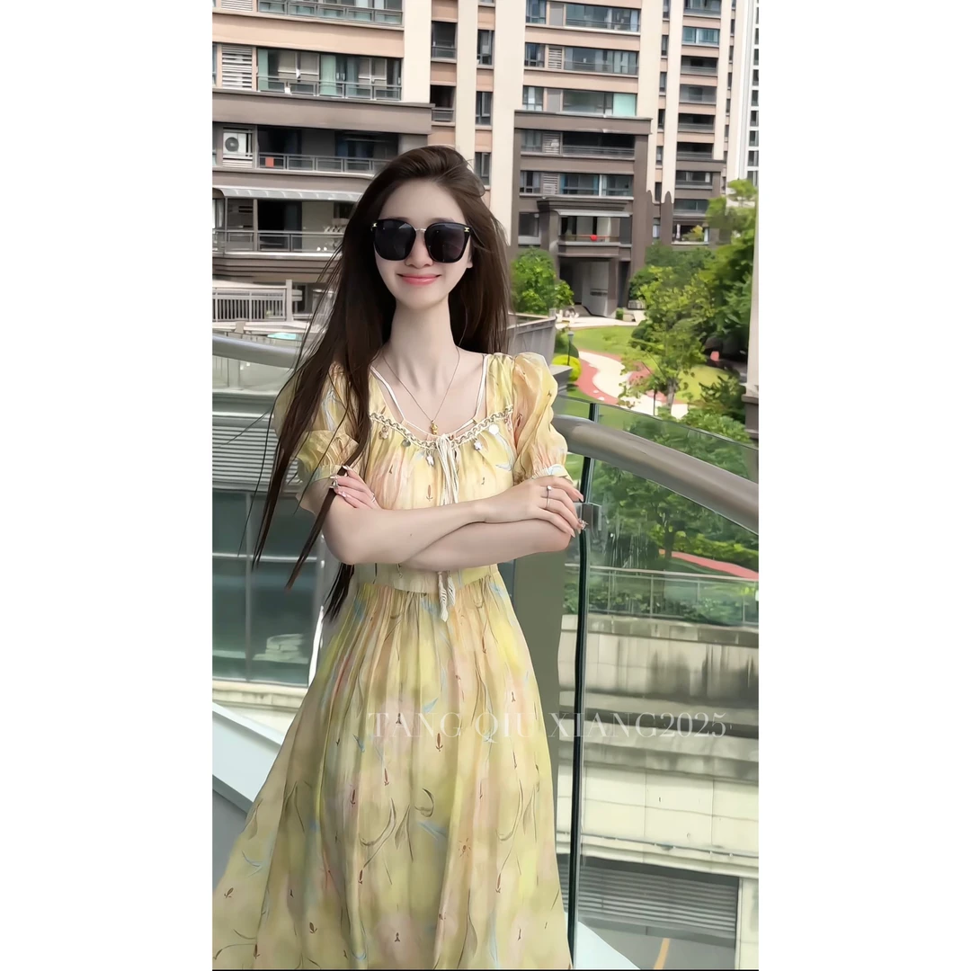 【耀眼清雨】法式碎花气质减龄显瘦长款连衣裙