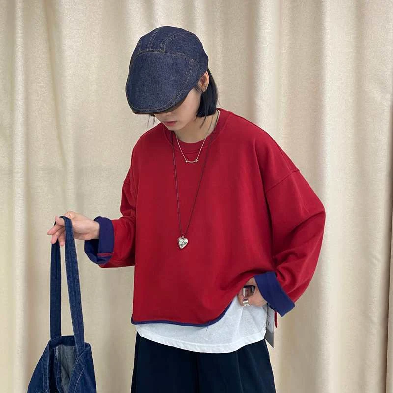 TY53800卫衣女2025新款长袖T恤秋韩版休闲宽松洋气撞色秋季圆领潮