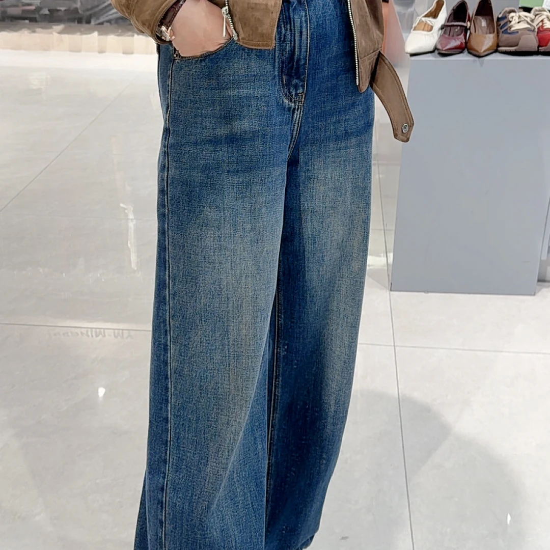 夏季显瘦高腰直筒百搭时尚复古牛仔裤