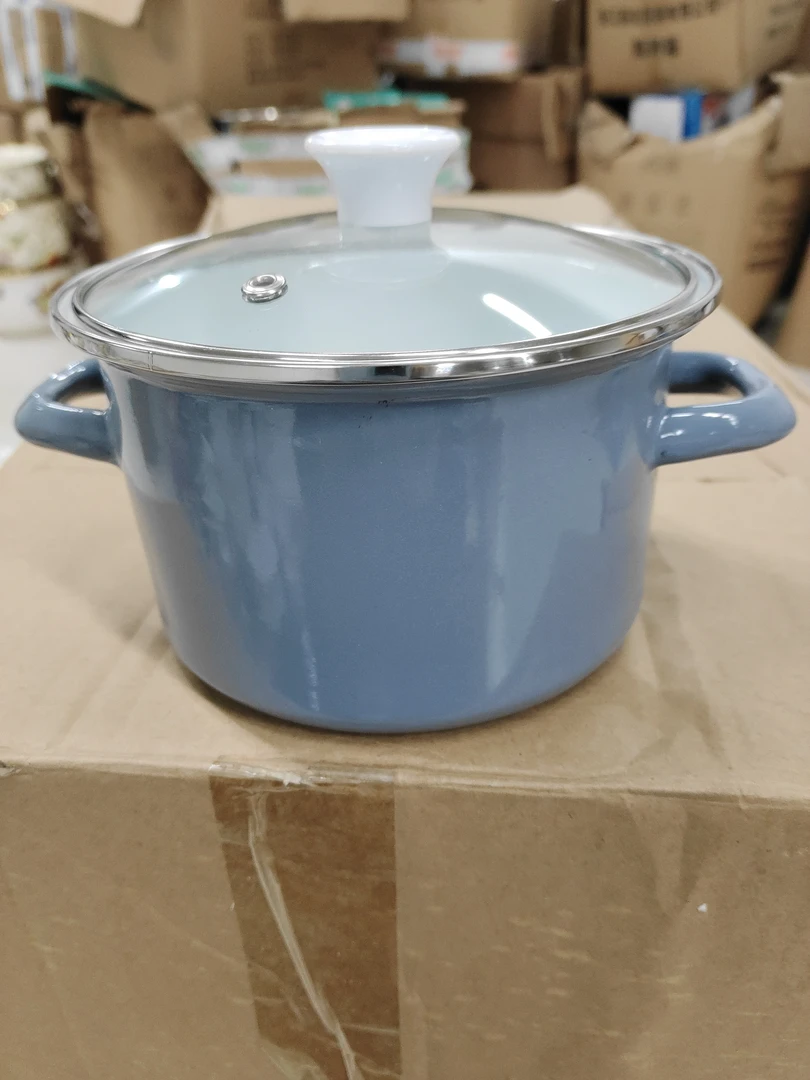 16口径搪瓷高桶锅瑕疵处理颜色随机发