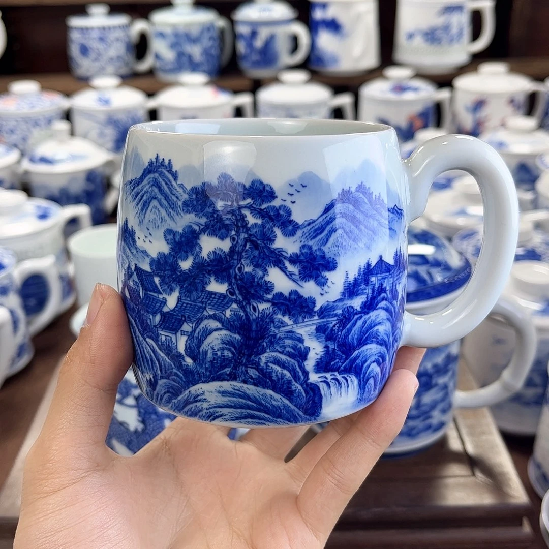 风*羽景德镇陶瓷马克杯带盖