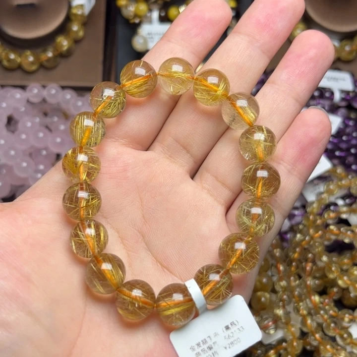 发晶手串未镶嵌马***?金发晶12mm高品