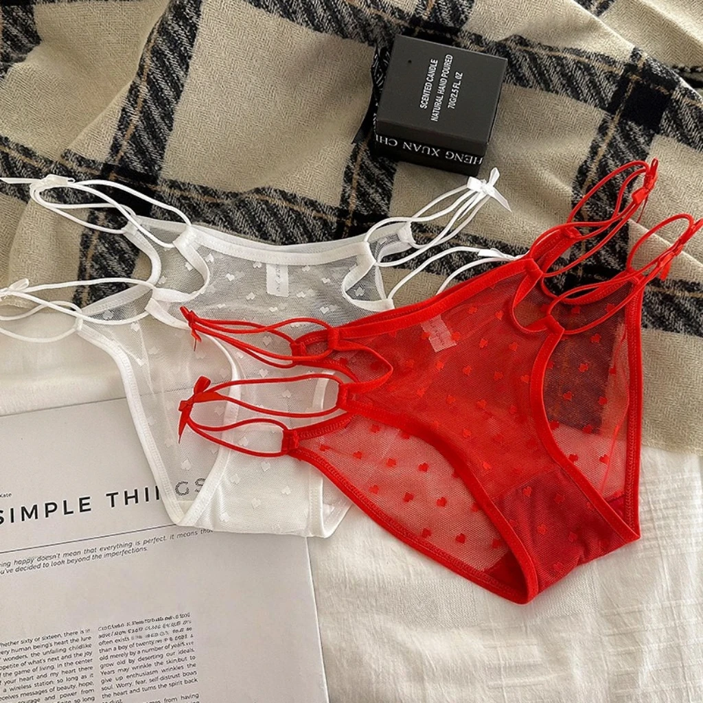 法式纯欲性感内裤少女蕾丝镂空薄款网纱透气舒适低腰女士三角裤