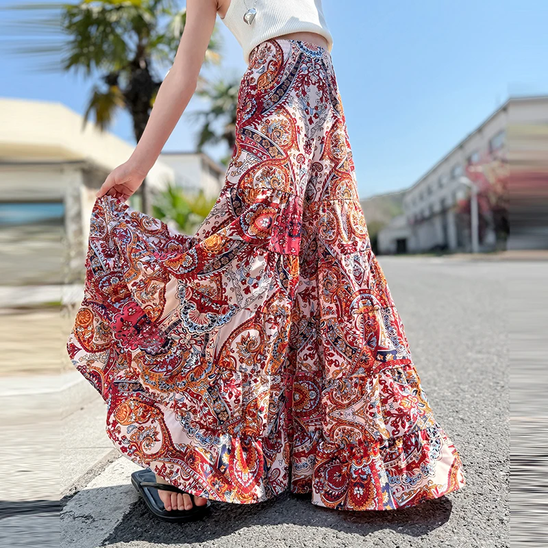 出街时尚女童夏季碎花皮筋腰带休闲裤休闲风花色宽松薄款女孩显高