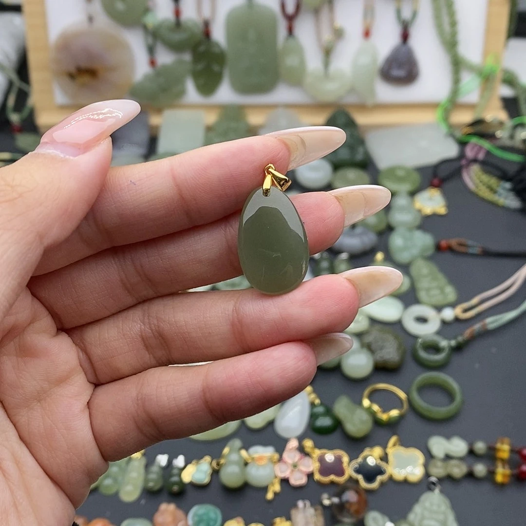 和田玉吊坠(不含链)银S925镶嵌