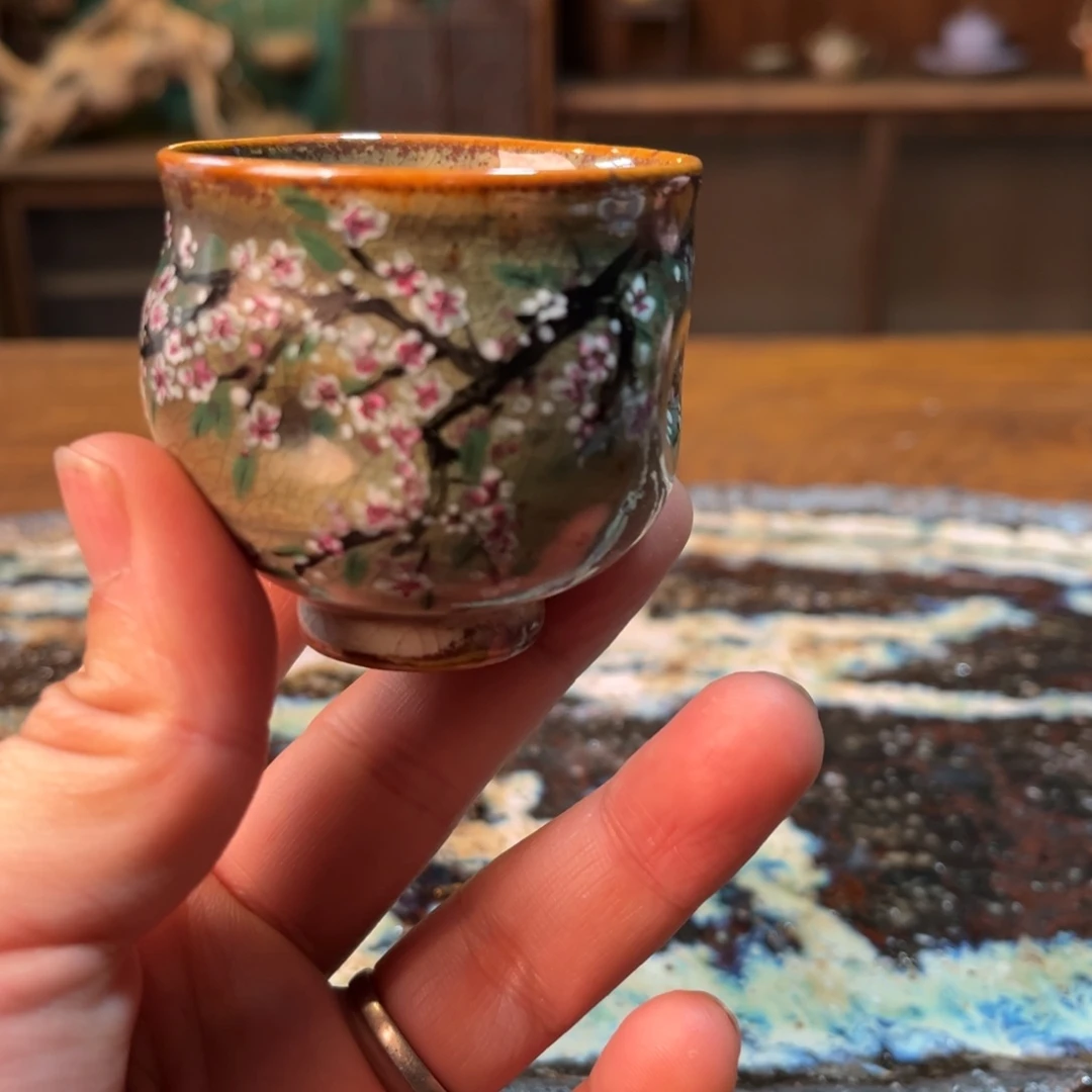 杯柴烧手工手绘陶瓷