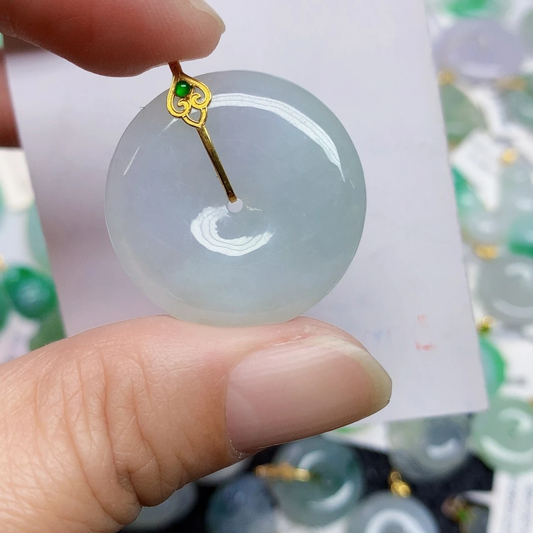 翡翠18K金镶嵌颈饰3466789