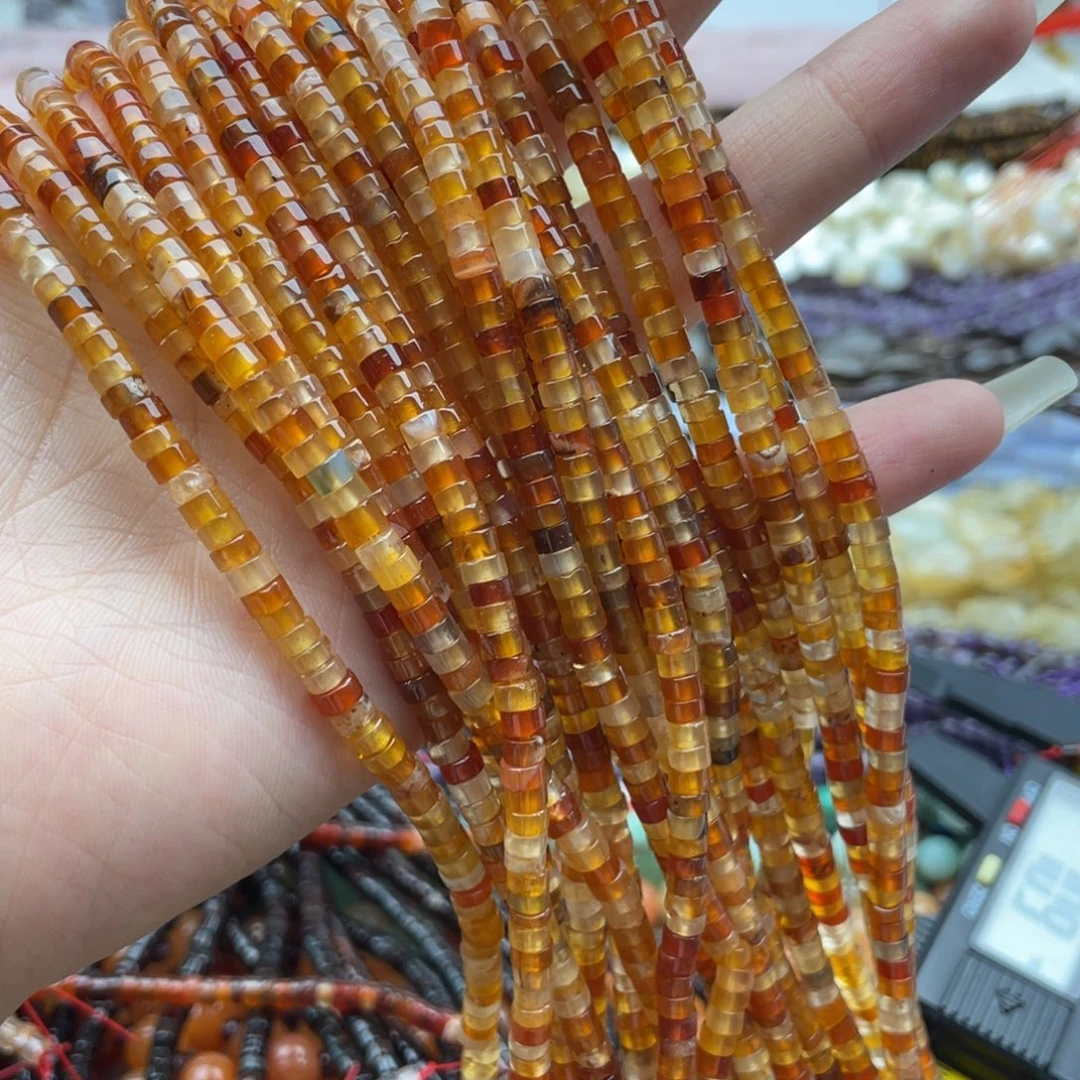 玛瑙/玉髓合金珠宝半成品一条装卡4橘红玛瑙直切隔片