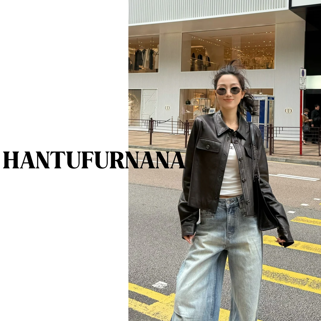 【娜姐】『都市休闲』百搭机车翻领V领西装女外套23286