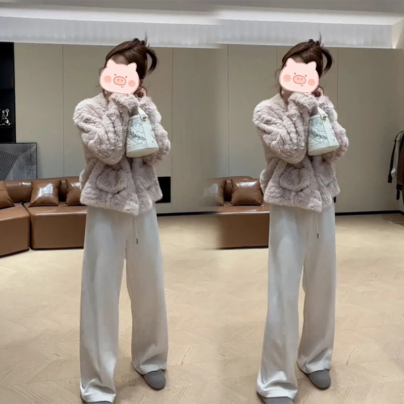 早秋穿搭一整套时尚百搭设计上衣外套搭配宽松显瘦休闲裤两件套女