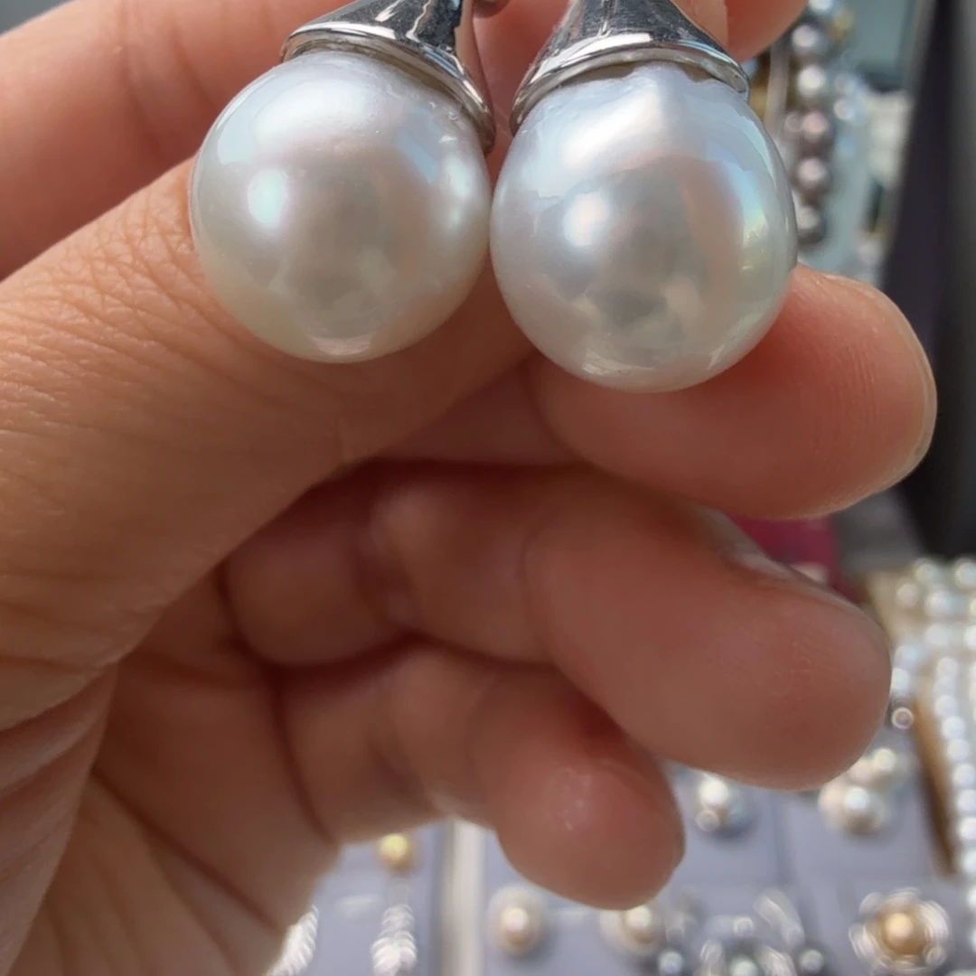 银S925镶嵌海水珍珠耳饰13