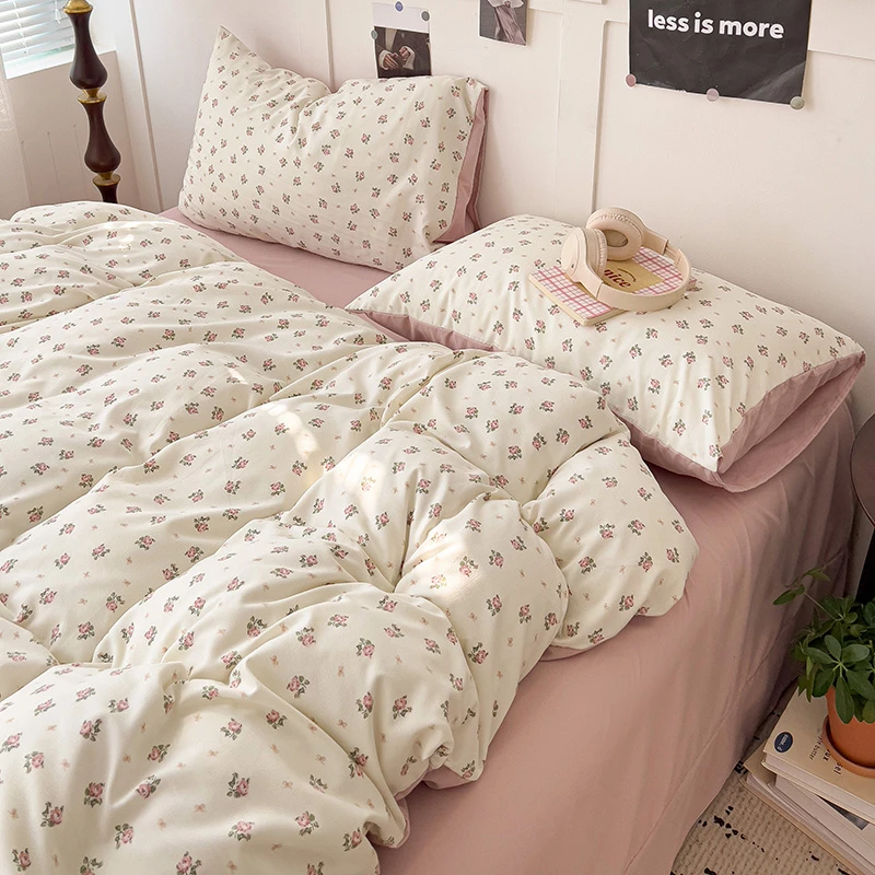 A类-母婴四季针织双层纱四件套小碎花韩式清新单人学生宿舍三件套