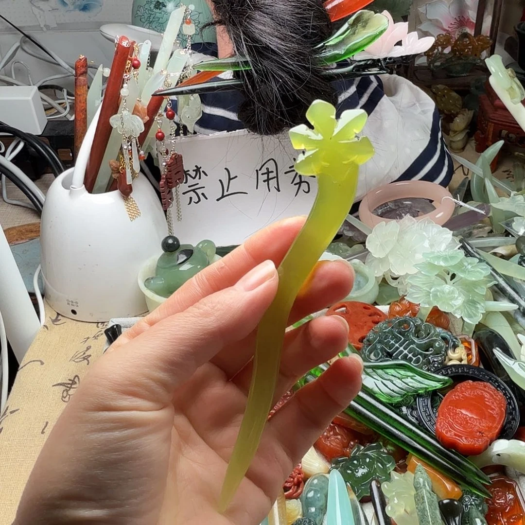 蛇纹石玉合金发饰