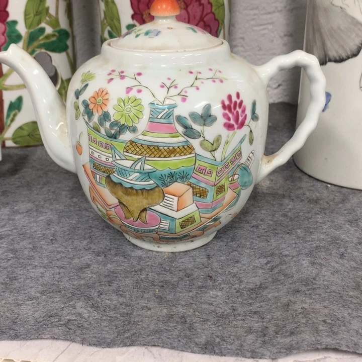白***翁陶瓷茶壶一个手绘画片