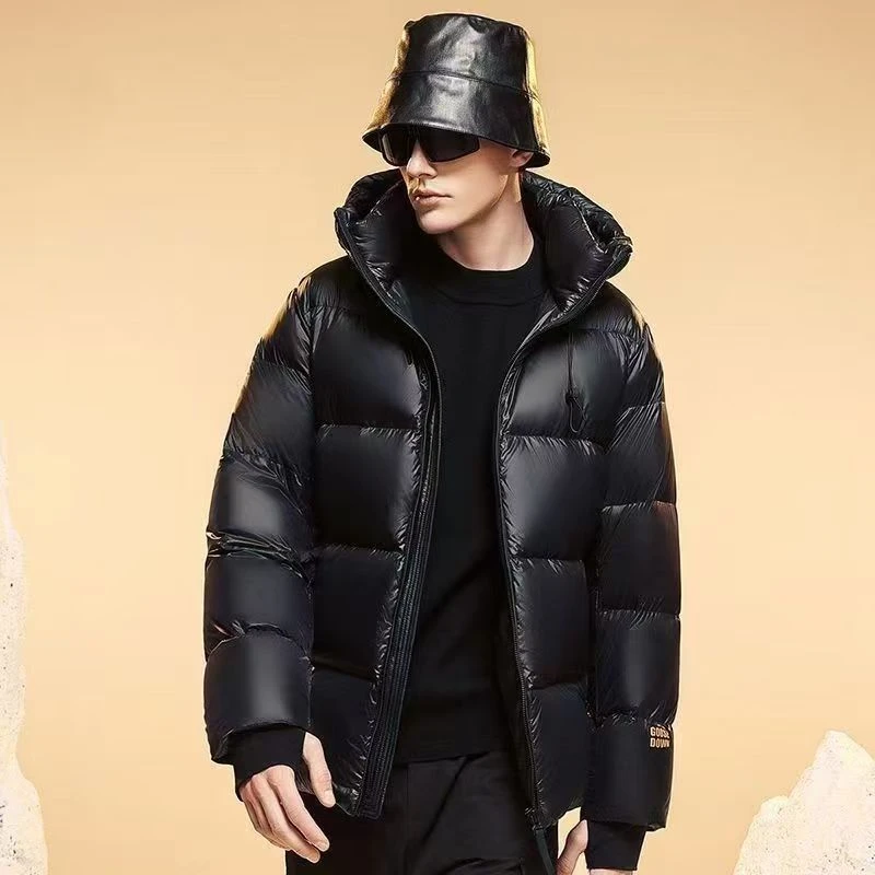 黑金羽绒服加厚哑光短款