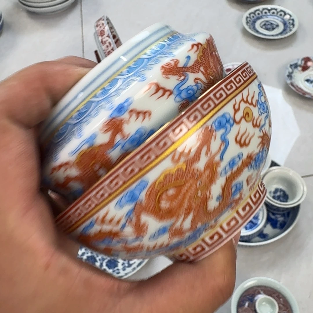 摆件陶梵红九龙茶漏景德镇