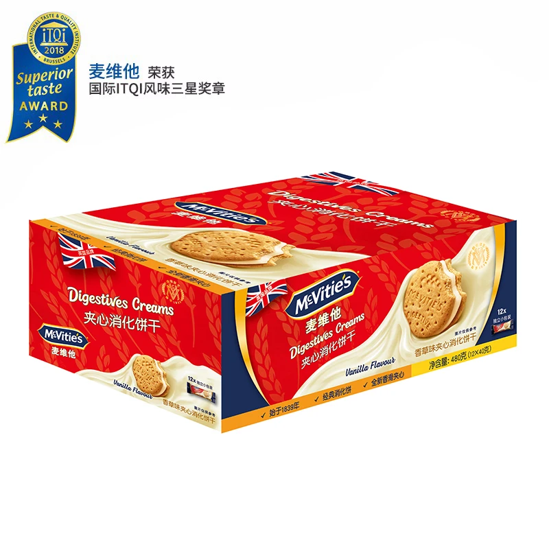 麦维他香草味夹心消化饼40克*12包
