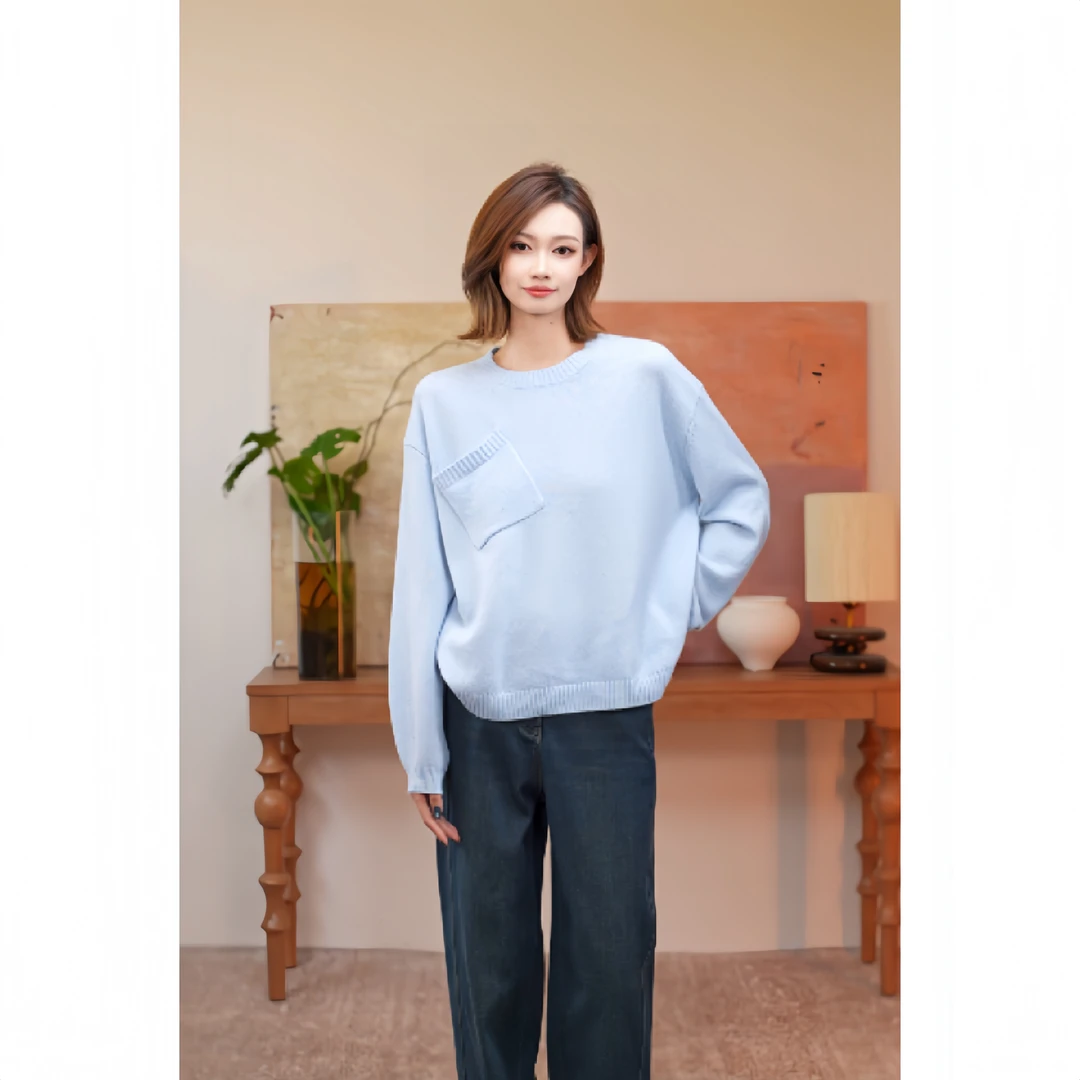 IDENTIFIES/易缔媤简约长袖秋冬针织韩系慵懒风毛针织衫D73111