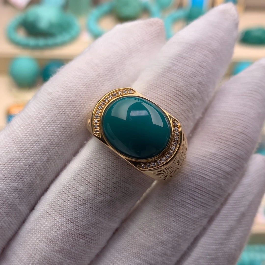 绿松石18K金镶嵌珠宝奇石