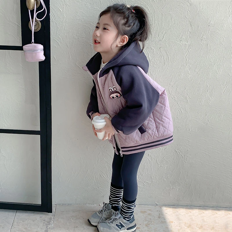 女童冬装2025秋新款女宝宝加绒加厚上衣洋气拉布布儿童夹棉外套