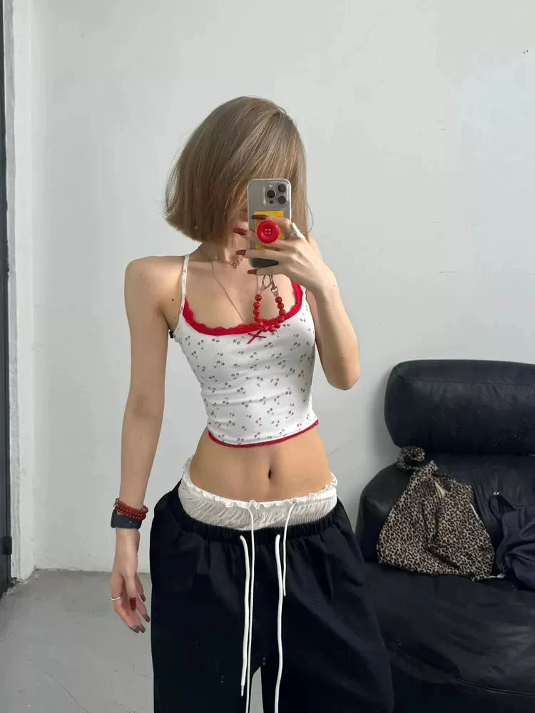 【J4-2】纯欲蕾丝碎花吊带