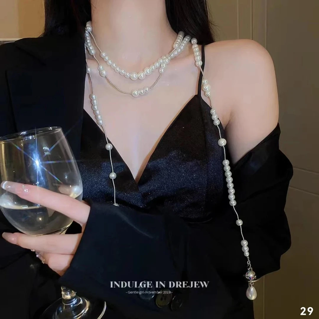 合金仿珍珠项链 1008网红款精致百搭大气双层项链