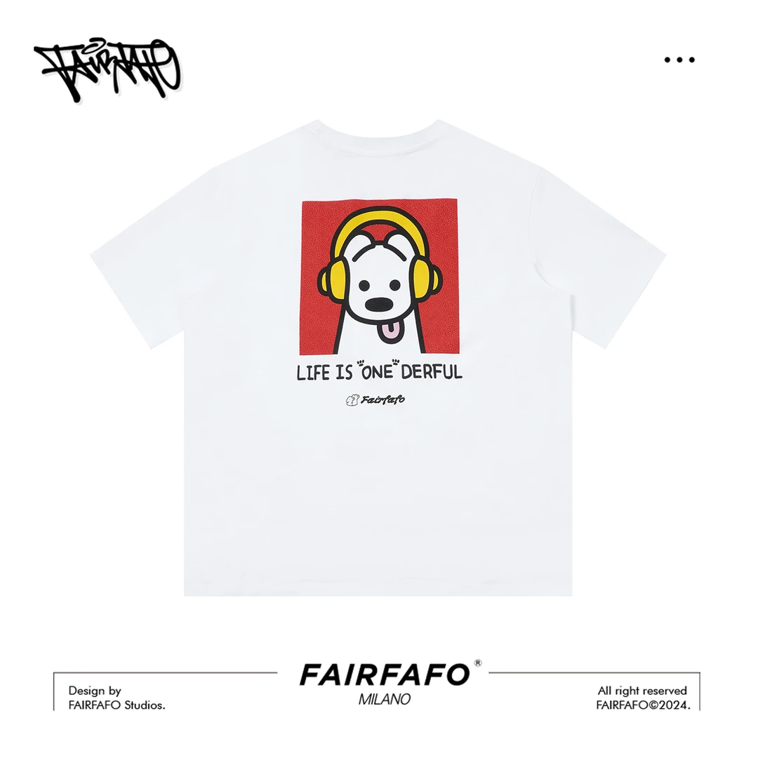 【趣味音乐小狗T恤】AA5ZA0288可爱印花宽松短袖T恤