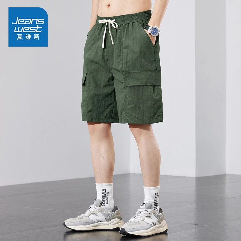 Jeanswest/真维斯宽松休闲短裤夏季男士潮流百搭冰丝工装五分中裤