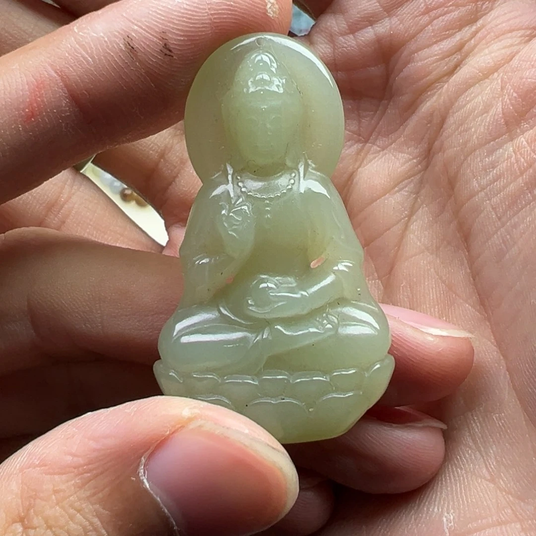 和田玉颈饰未镶嵌观音多样性拍一发一