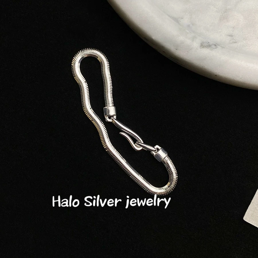 925银手链 鱼钩手链气质百搭复古简约个性ins冷淡风素款时尚小众