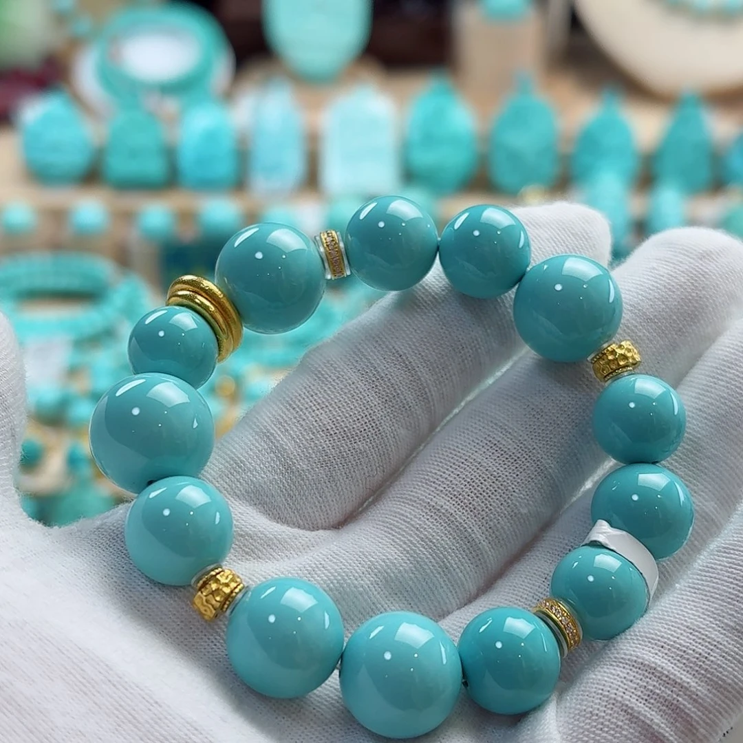 绿松石18K金镶嵌珠宝奇石