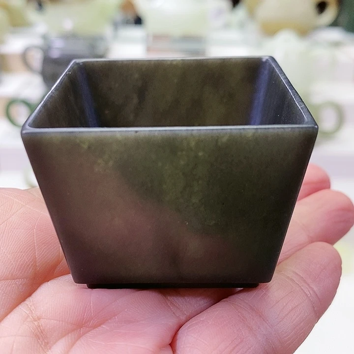 和田玉未镶嵌挂件茶杯60m l