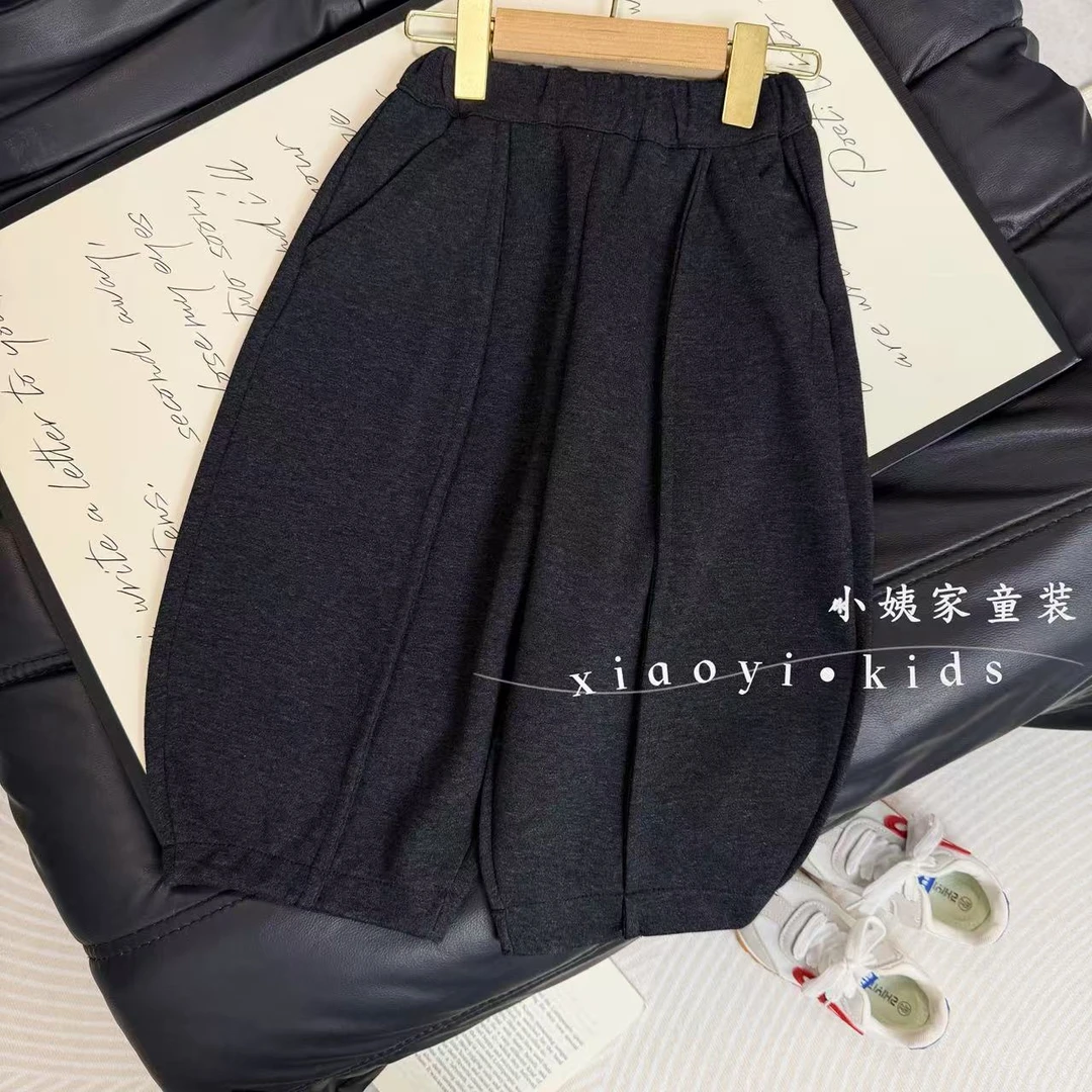 2025儿童秋季新款宽松百搭休闲针织弯刀裤男女宝宝同款
