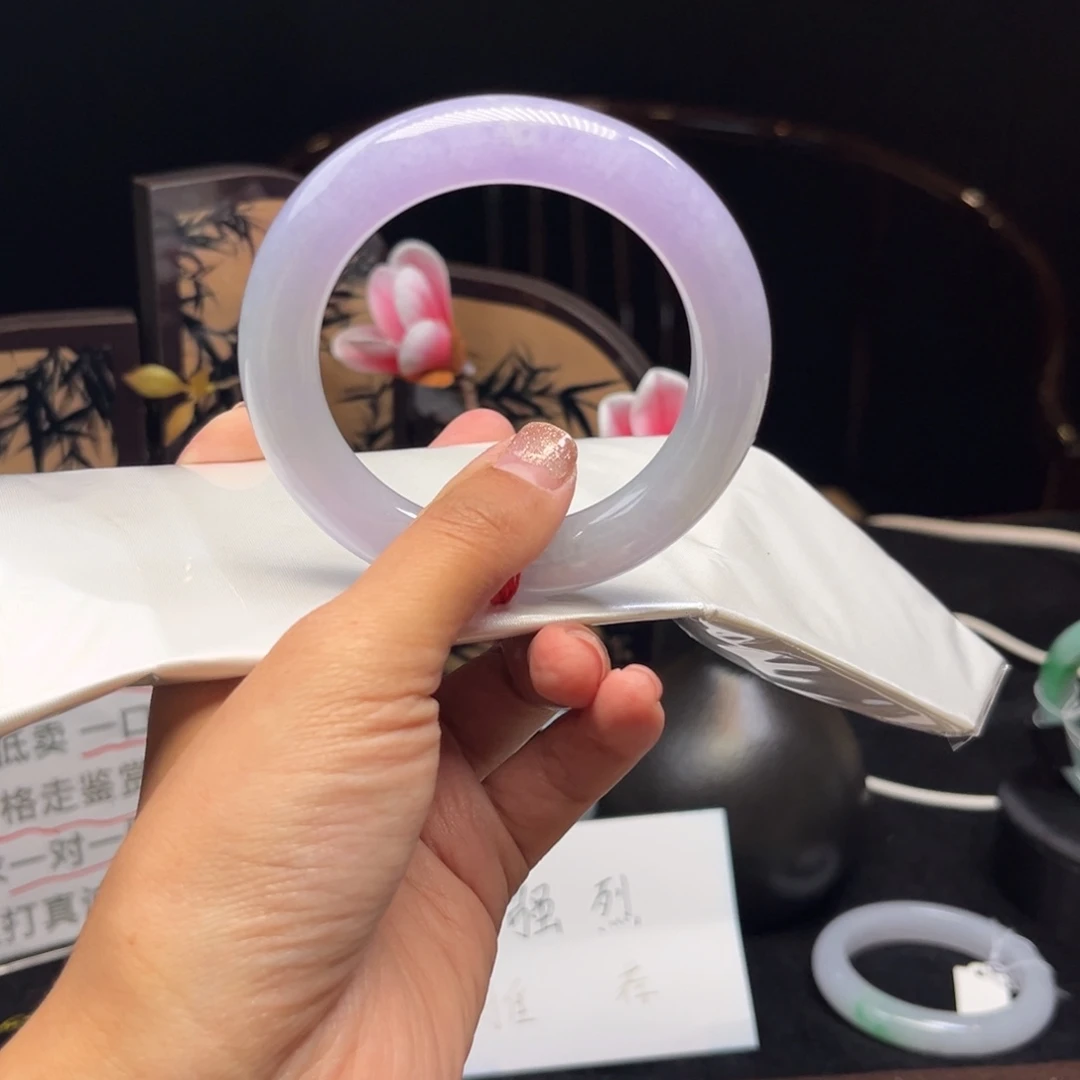 翡翠未镶嵌手镯圆条序号4