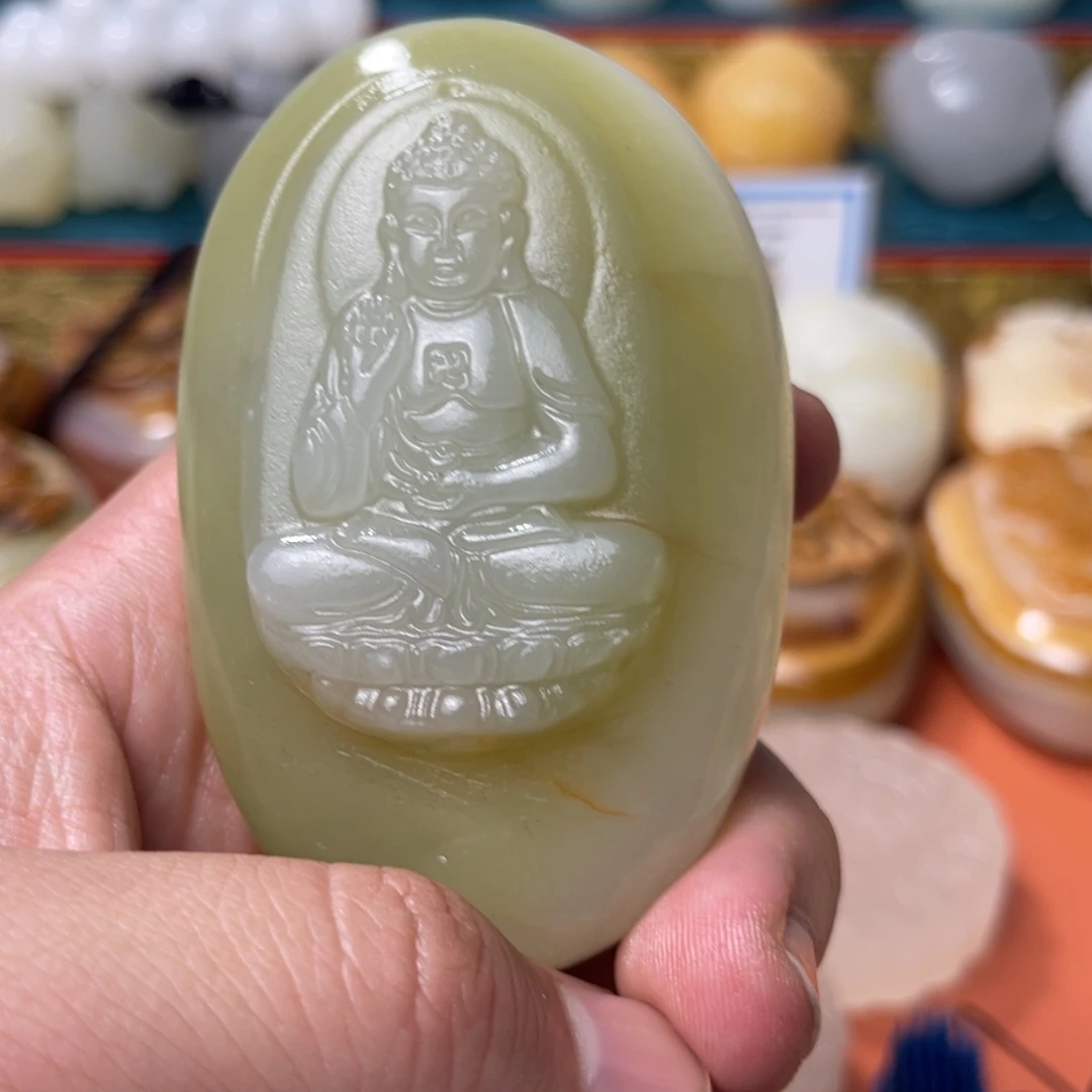 石材天然方解石手把件不退换