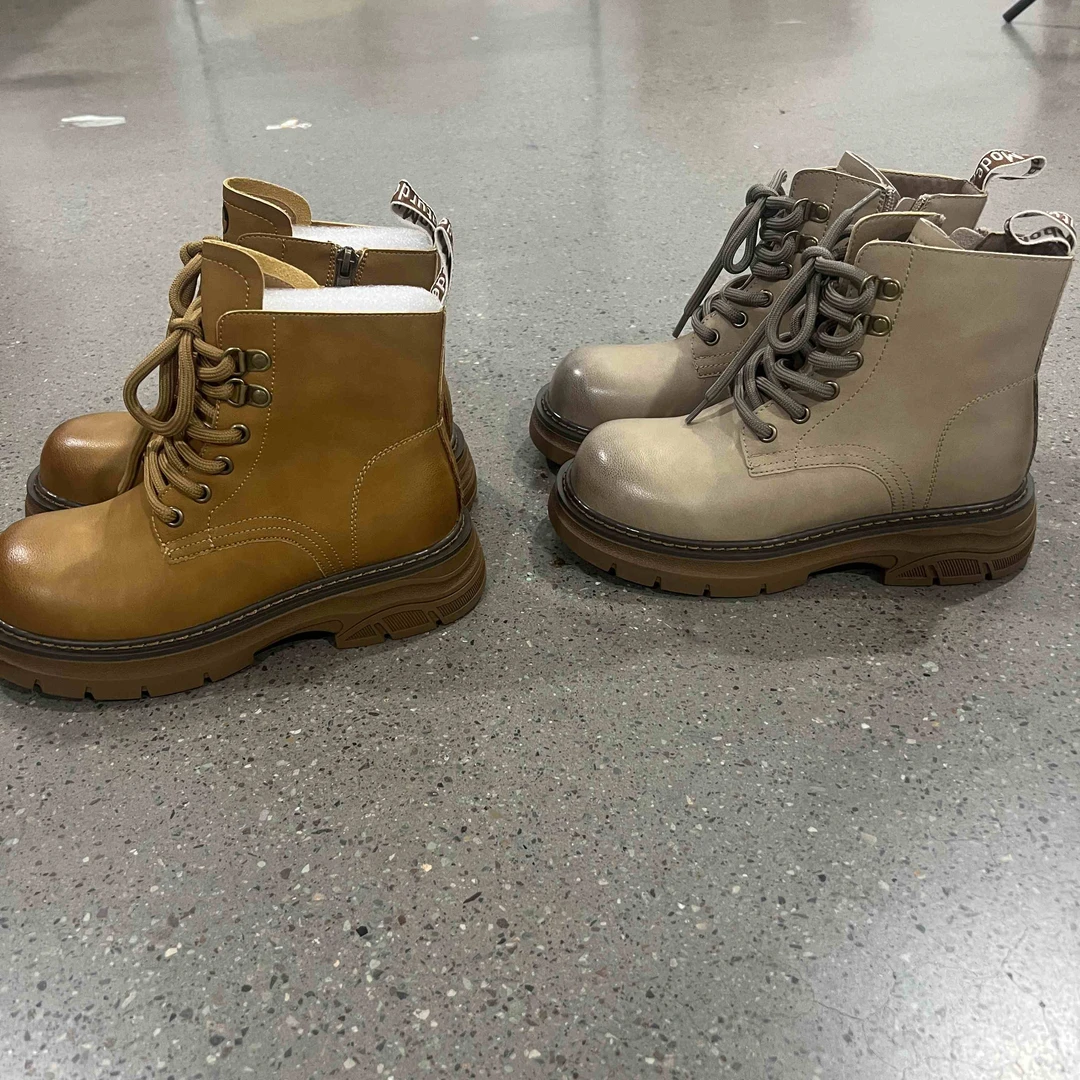 6E40大马丁靴女新款复古擦色增高机车靴英伦风厚底单靴女