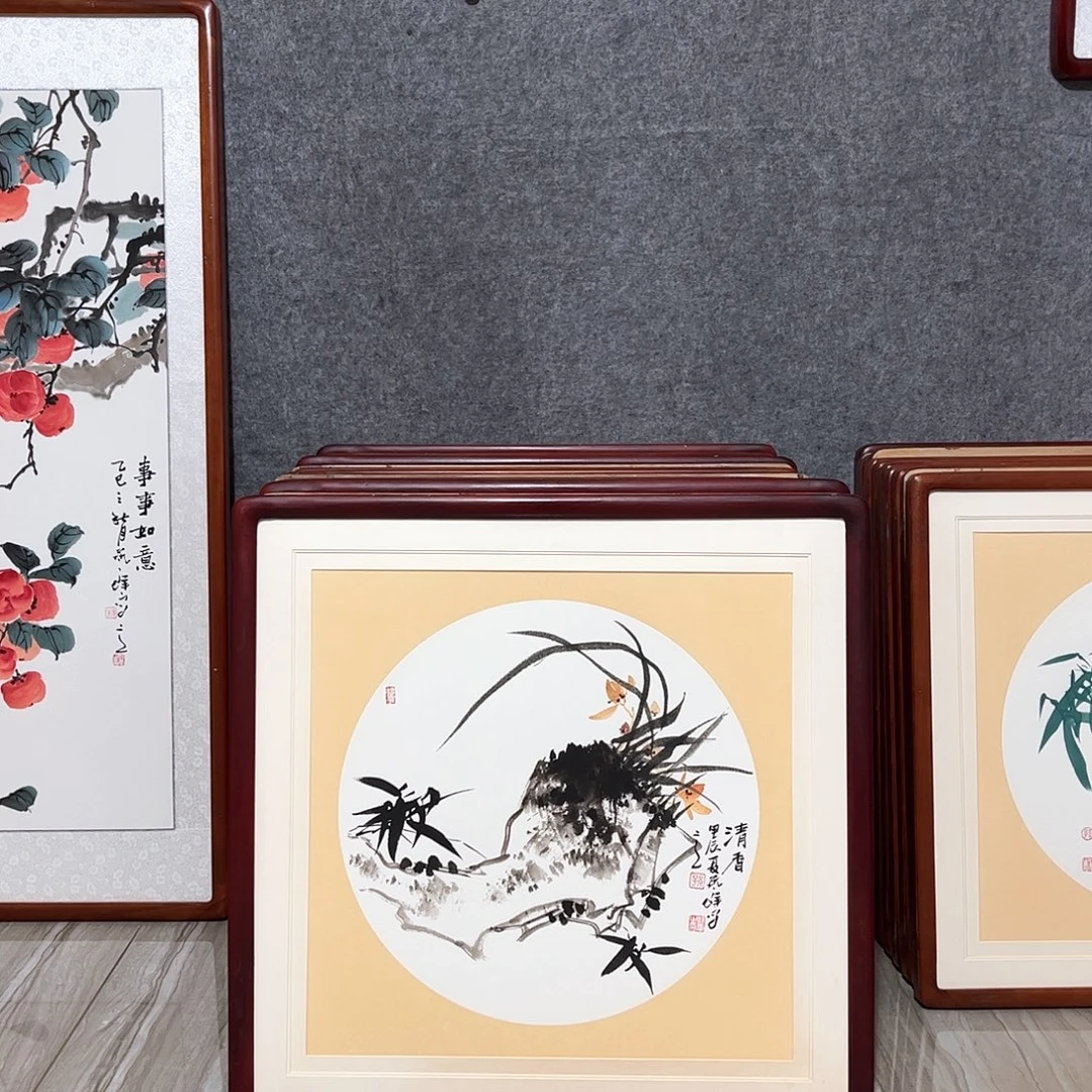 国画书画作品带框63×63