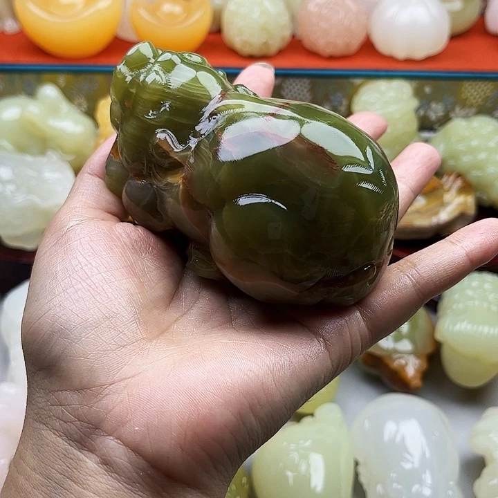 存***福石材貔貅手把摆件
