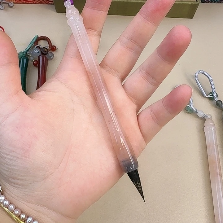 高端毛笔鸡血玉粉色出风2.2黑尖一只