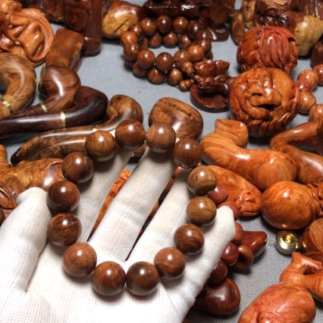 【闪购商品】木麻梨疙瘩火琉璃手把件