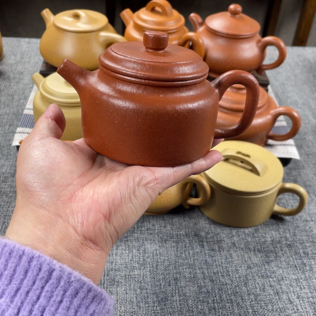 紫砂茶壶红降坡德钟全手纯红20目200