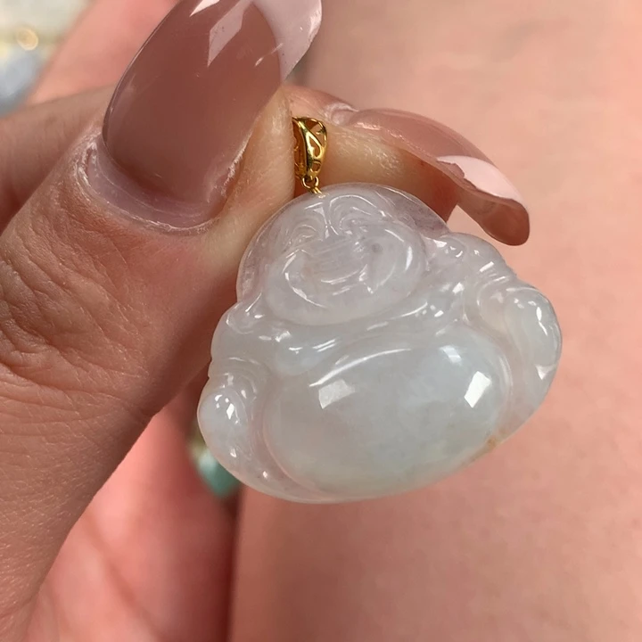 翡翠颈饰18K金镶嵌佛公