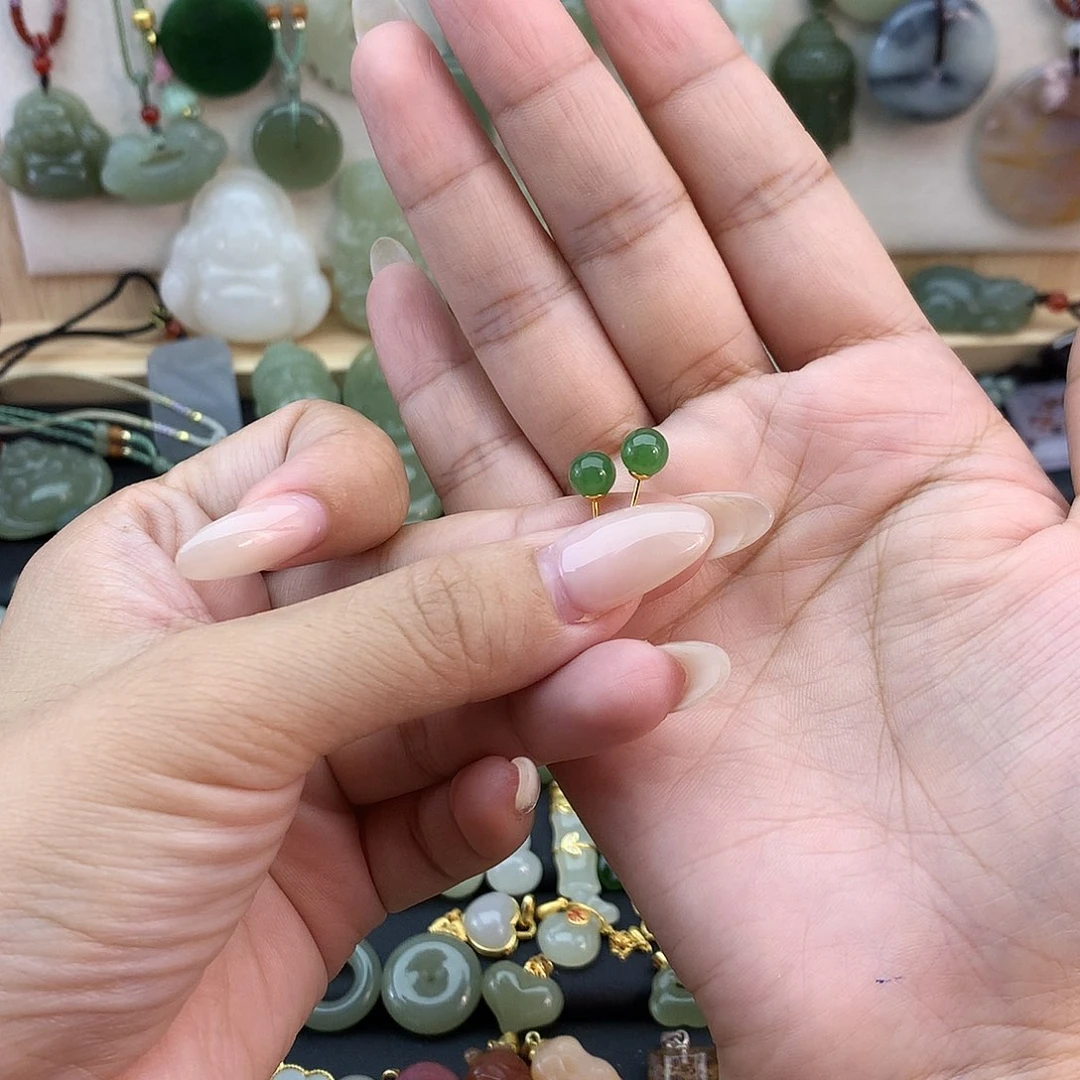 银S925镶嵌和田玉耳饰