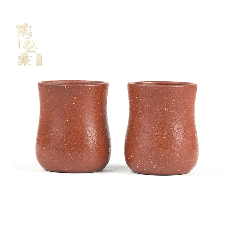 陶公粟原矿20目粗砂降坡泥小蛮腰杯80cc手制紫砂对杯主人杯
