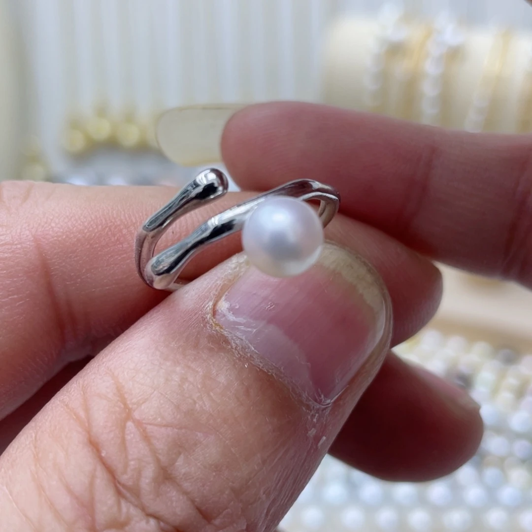 海水珍珠戒指银S925镶嵌